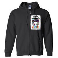 Hispanic Heritage Month Flags Messy Bun Hispanic Girl Full Zip Hoodie