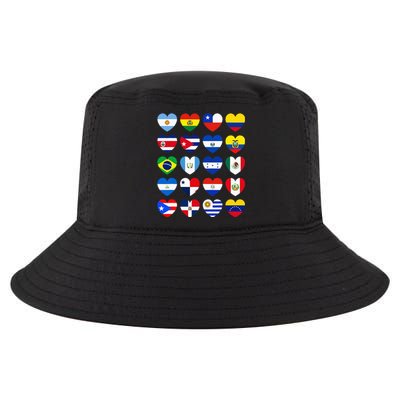 Hispanic Heritage Month Latino All Countries Heart Flags Cool Comfort Performance Bucket Hat