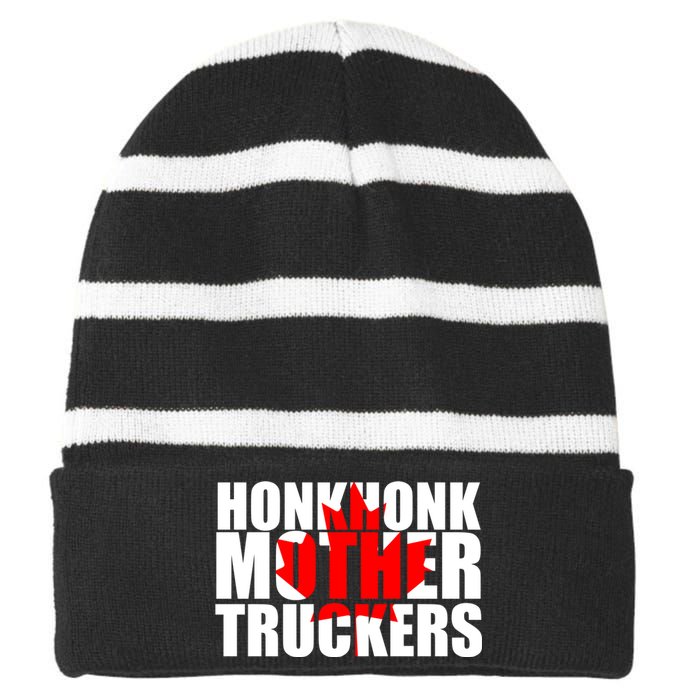 Honk Honk Mother Truckers Striped Beanie with Solid Band