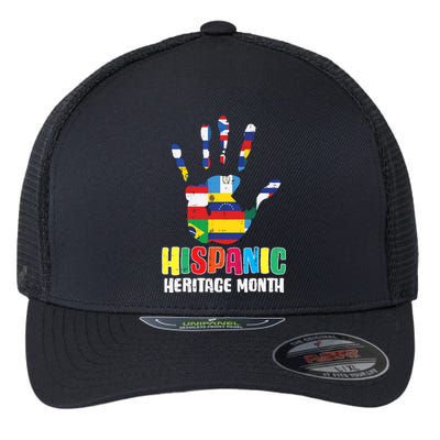 Hispanic Heritage Month Hand Flags Countries Flexfit Unipanel Trucker Cap