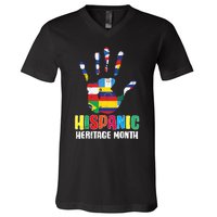 Hispanic Heritage Month Hand Flags Countries V-Neck T-Shirt