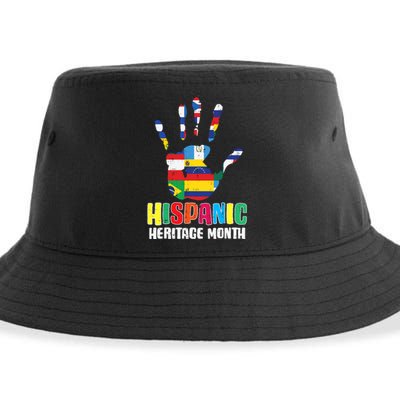 Hispanic Heritage Month Hand Flags Countries Sustainable Bucket Hat