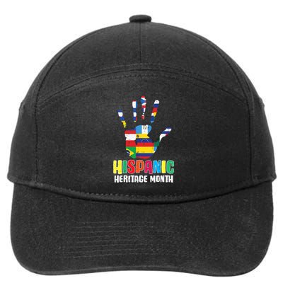 Hispanic Heritage Month Hand Flags Countries 7-Panel Snapback Hat