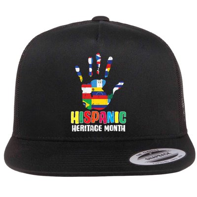 Hispanic Heritage Month Hand Flags Countries Flat Bill Trucker Hat