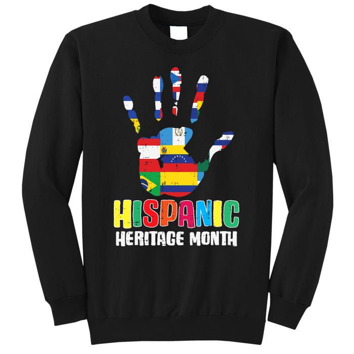 Hispanic Heritage Month Hand Flags Countries Tall Sweatshirt