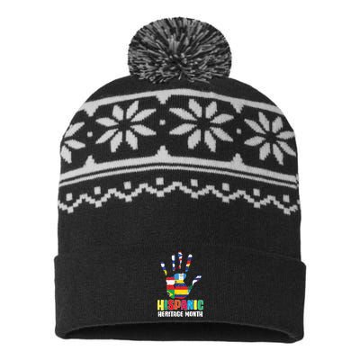 Hispanic Heritage Month Hand Flags Countries USA-Made Snowflake Beanie