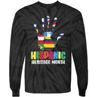 Hispanic Heritage Month Hand Flags Countries Tie-Dye Long Sleeve Shirt