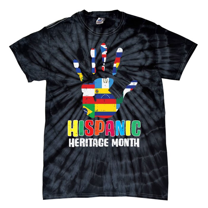 Hispanic Heritage Month Hand Flags Countries Tie-Dye T-Shirt