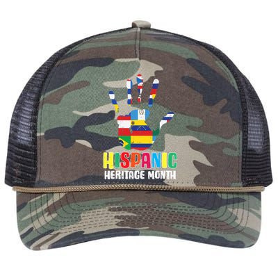 Hispanic Heritage Month Hand Flags Countries Retro Rope Trucker Hat Cap