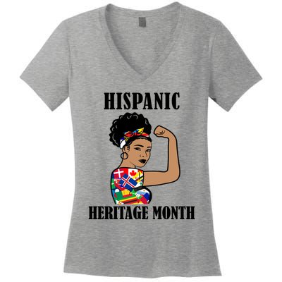 Hispanic Heritage Month Strong Women's V-Neck T-Shirt