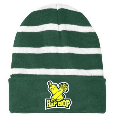 Hip Hop Microphone Striped Beanie with Solid Band