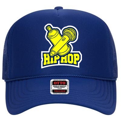 Hip Hop Microphone High Crown Mesh Back Trucker Hat