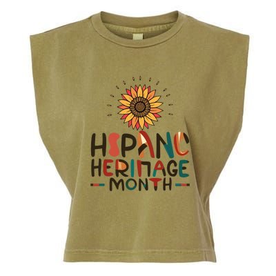 Hispanic Heritage Month Latino Countries Flag Sunflower Garment-Dyed Women's Muscle Tee