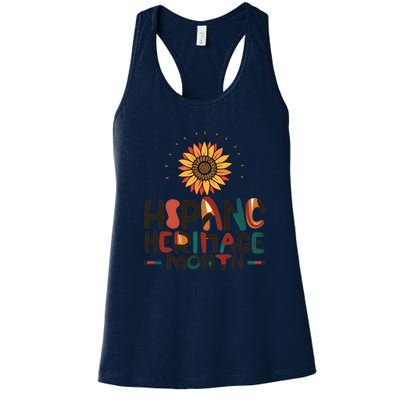 Hispanic Heritage Month Latino Countries Flag Sunflower Women's Racerback Tank