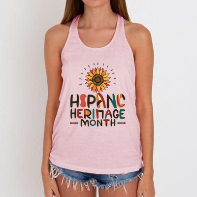 Hispanic Heritage Month Latino Countries Flag Sunflower Women's Knotted Racerback Tank