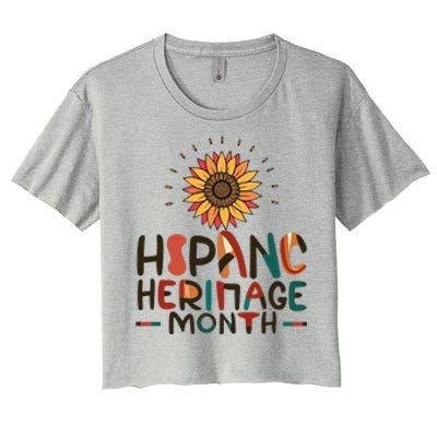 Hispanic Heritage Month Latino Countries Flag Sunflower Women's Crop Top Tee