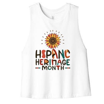 Hispanic Heritage Month Latino Countries Flag Sunflower Women's Racerback Cropped Tank