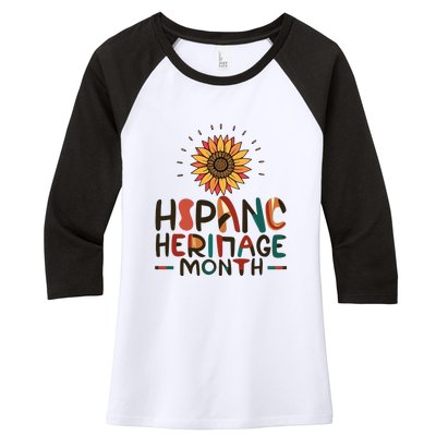 Hispanic Heritage Month Latino Countries Flag Sunflower Women's Tri-Blend 3/4-Sleeve Raglan Shirt