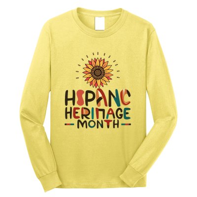 Hispanic Heritage Month Latino Countries Flag Sunflower Long Sleeve Shirt