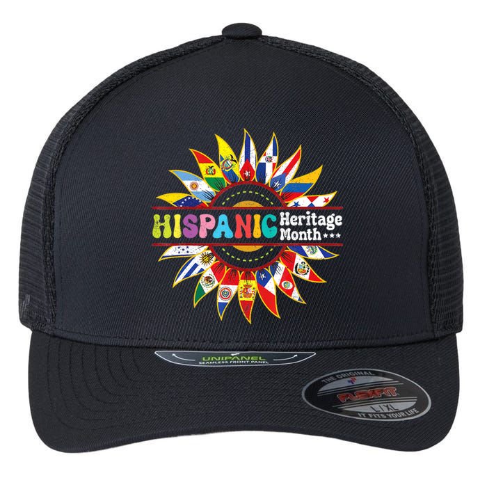 Hispanic Heritage Month Latino Countries Flags Sun Flexfit Unipanel Trucker Cap