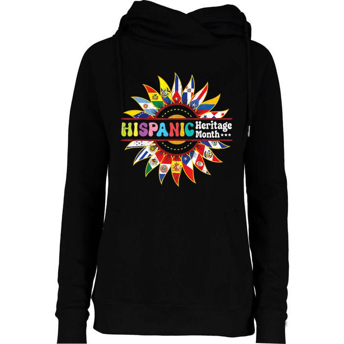 Hispanic Heritage Month Latino Countries Flags Sun Womens Funnel Neck Pullover Hood