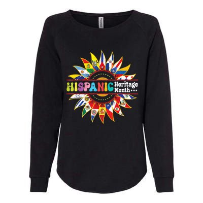 Hispanic Heritage Month Latino Countries Flags Sun Womens California Wash Sweatshirt