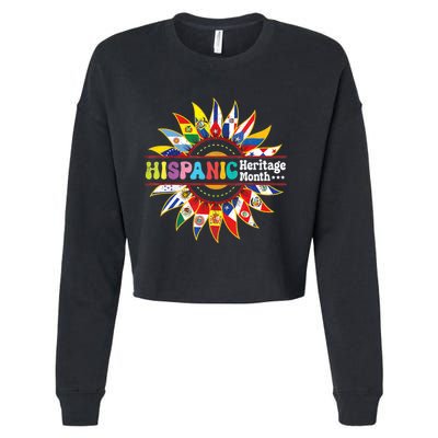 Hispanic Heritage Month Latino Countries Flags Sun Cropped Pullover Crew