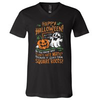 Happy Halloween Math Teacher Scientist Funny V-Neck T-Shirt