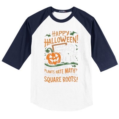 Happy Halloween Math Teacher Scientist Funny Baseball Sleeve Shirt