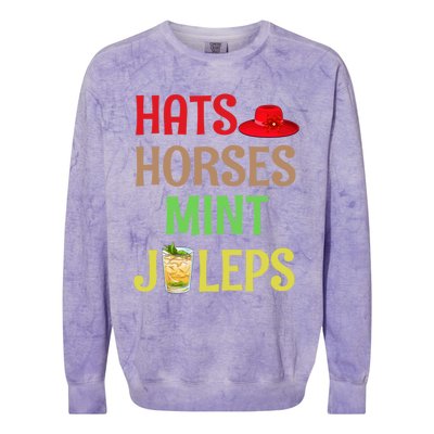 Hats Horses Mint Juleps Gift Funny Horse Racing Funny Gift Colorblast Crewneck Sweatshirt