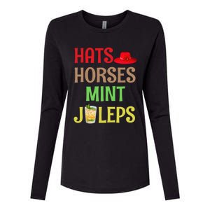 Hats Horses Mint Juleps Gift Funny Horse Racing Funny Gift Womens Cotton Relaxed Long Sleeve T-Shirt