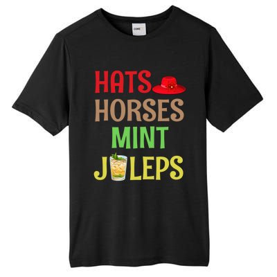 Hats Horses Mint Juleps Gift Funny Horse Racing Funny Gift Tall Fusion ChromaSoft Performance T-Shirt