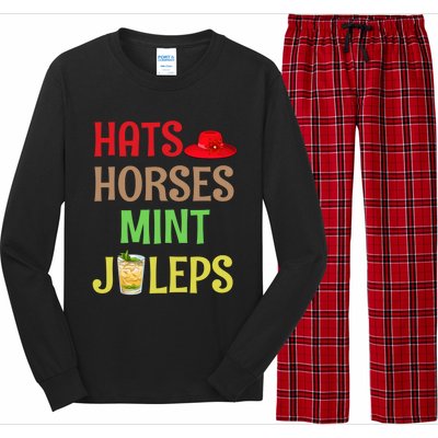 Hats Horses Mint Juleps Gift Funny Horse Racing Funny Gift Long Sleeve Pajama Set