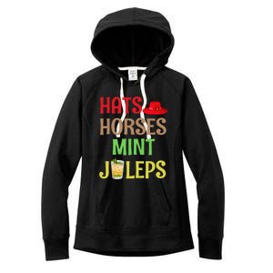 Hats Horses Mint Juleps Gift Funny Horse Racing Funny Gift Women's Fleece Hoodie