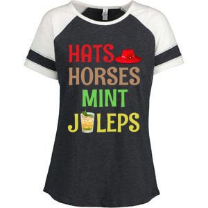 Hats Horses Mint Juleps Gift Funny Horse Racing Funny Gift Enza Ladies Jersey Colorblock Tee