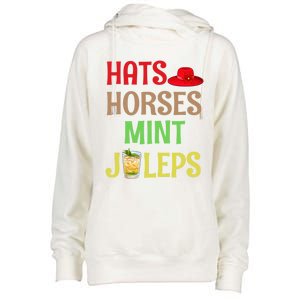 Hats Horses Mint Juleps Gift Funny Horse Racing Funny Gift Womens Funnel Neck Pullover Hood