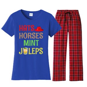 Hats Horses Mint Juleps Gift Funny Horse Racing Funny Gift Women's Flannel Pajama Set