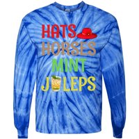 Hats Horses Mint Juleps Gift Funny Horse Racing Funny Gift Tie-Dye Long Sleeve Shirt