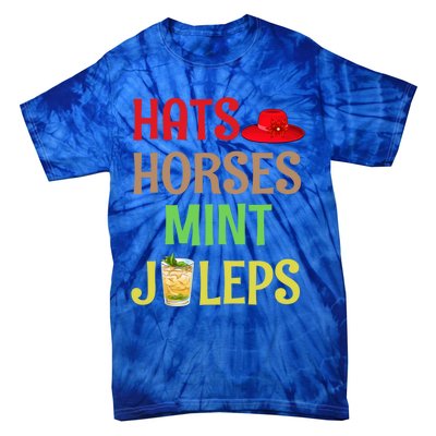 Hats Horses Mint Juleps Gift Funny Horse Racing Funny Gift Tie-Dye T-Shirt