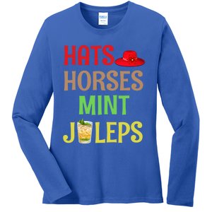 Hats Horses Mint Juleps Gift Funny Horse Racing Funny Gift Ladies Long Sleeve Shirt