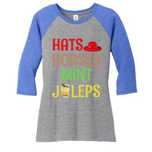 Hats Horses Mint Juleps Gift Funny Horse Racing Funny Gift Women's Tri-Blend 3/4-Sleeve Raglan Shirt