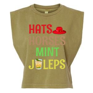 Hats Horses Mint Juleps Gift Funny Horse Racing Funny Gift Garment-Dyed Women's Muscle Tee