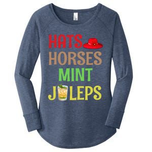 Hats Horses Mint Juleps Gift Funny Horse Racing Funny Gift Women's Perfect Tri Tunic Long Sleeve Shirt