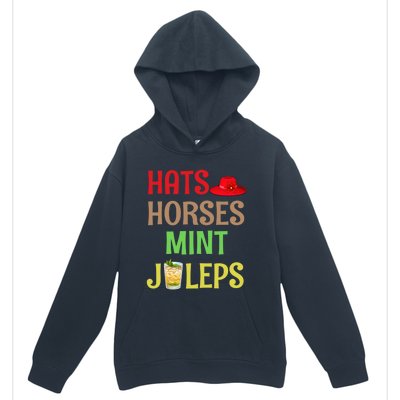 Hats Horses Mint Juleps Gift Funny Horse Racing Funny Gift Urban Pullover Hoodie