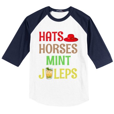 Hats Horses Mint Juleps Gift Funny Horse Racing Funny Gift Baseball Sleeve Shirt