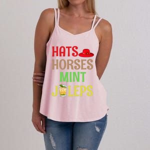 Hats Horses Mint Juleps Gift Funny Horse Racing Funny Gift Women's Strappy Tank