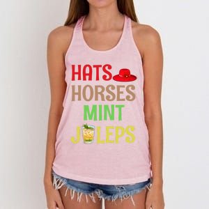 Hats Horses Mint Juleps Gift Funny Horse Racing Funny Gift Women's Knotted Racerback Tank