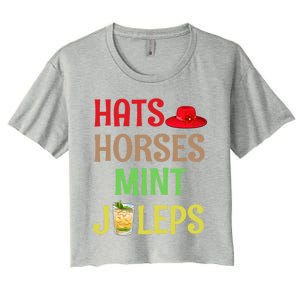 Hats Horses Mint Juleps Gift Funny Horse Racing Funny Gift Women's Crop Top Tee