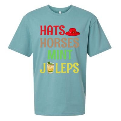 Hats Horses Mint Juleps Gift Funny Horse Racing Funny Gift Sueded Cloud Jersey T-Shirt