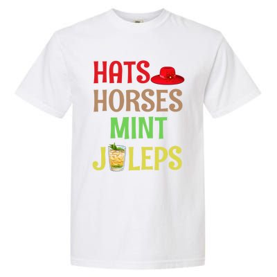 Hats Horses Mint Juleps Gift Funny Horse Racing Funny Gift Garment-Dyed Heavyweight T-Shirt